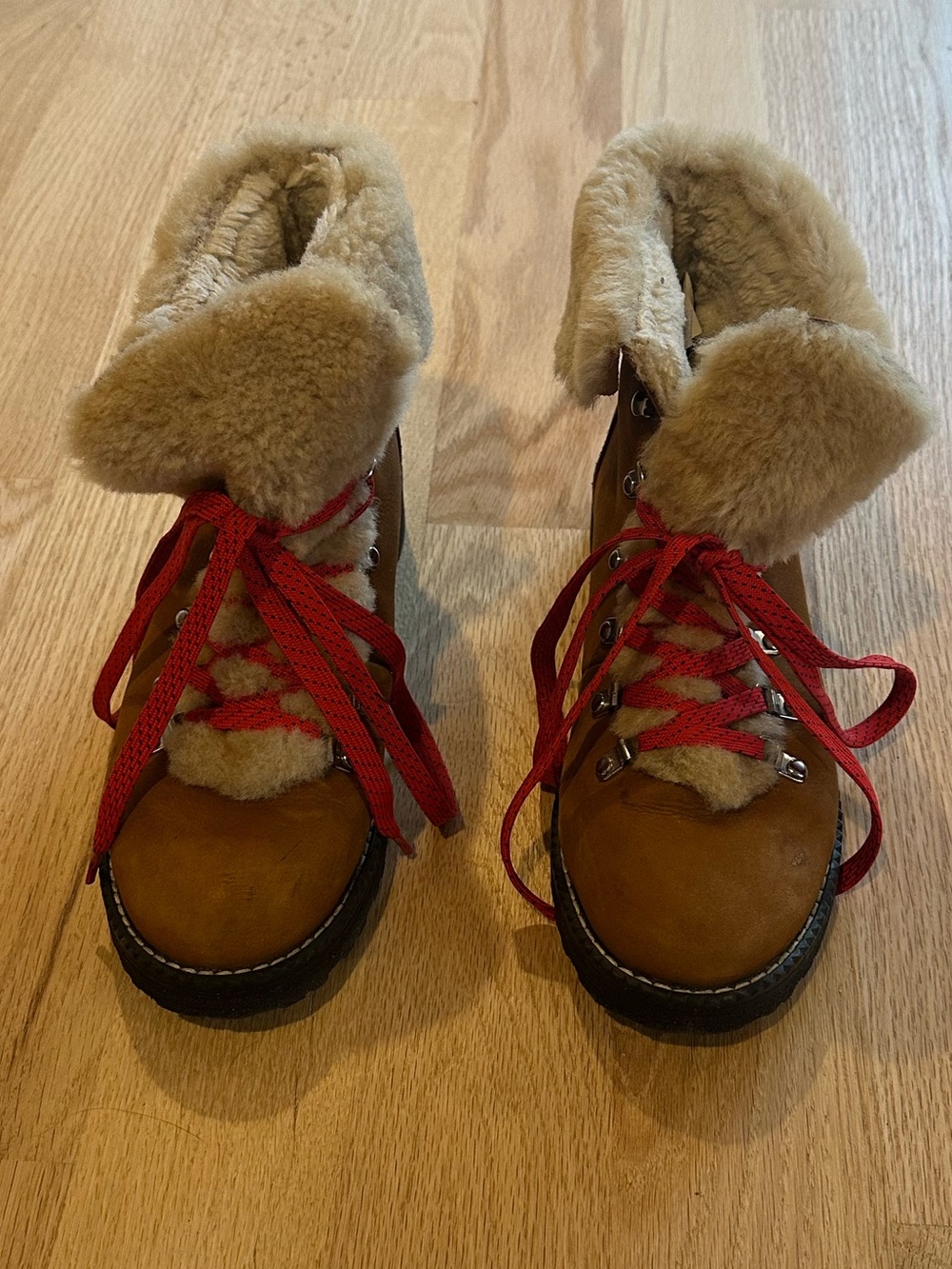 J. Crew Nordic Winter Boots with Red Laces